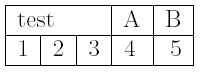 example of a table in Latex